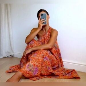 Zara Paisley print maxi dress size large good preowned condition 1 strap